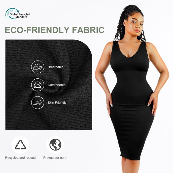 2024 Women's Elegant Casual Style Midi Shapewear Dress with Removable Pads