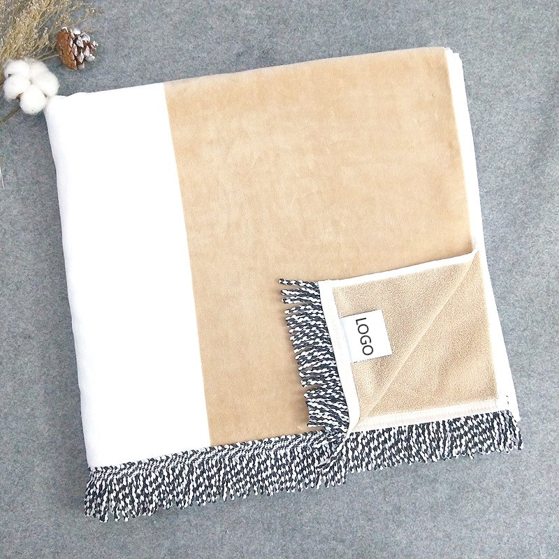 Turkish Cotton Round Beach Towel in Customized Color and Size with Personalized Print