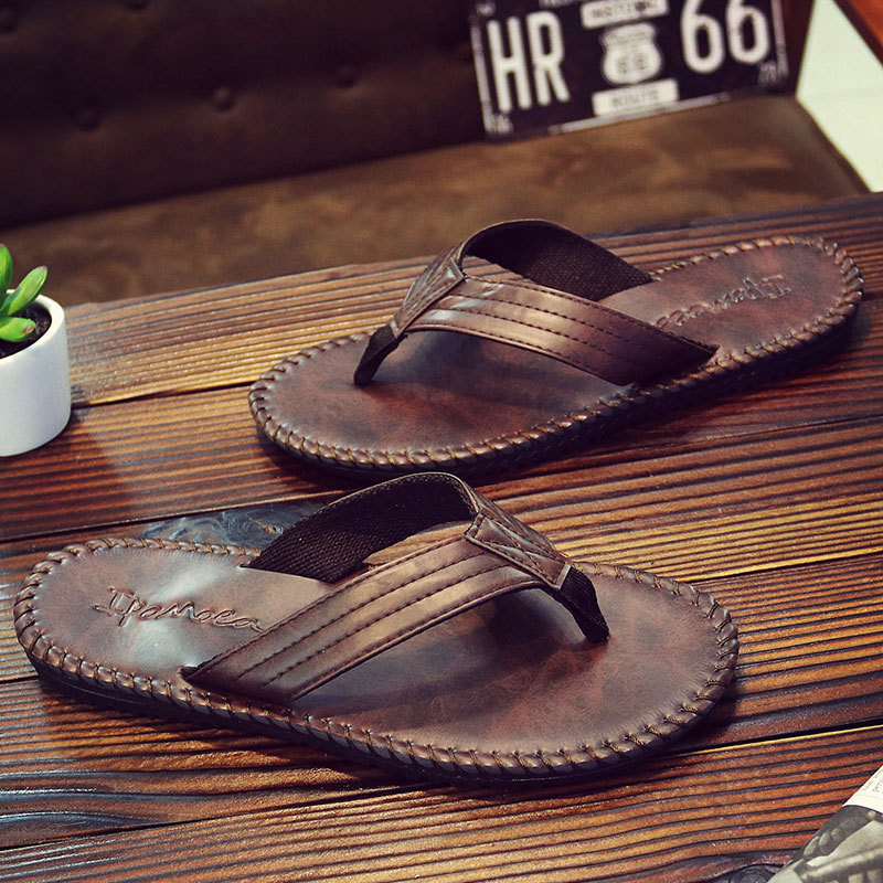 Flat Retro Mans PVC PU Foam Summer Slippers EUR40