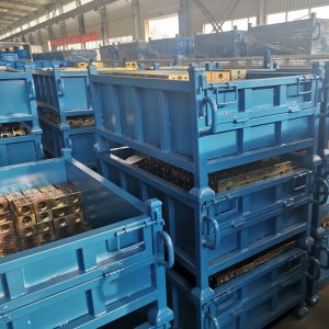 Customized Stackable Folding Steel Pallet Box Grid Material Box Industrial