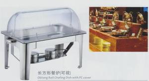 China Restaurant Stainless Steel Cookwares Oblong Roll Chafing Dish With PC Cover factory