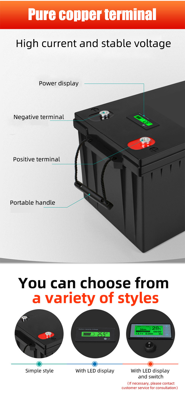 High Capacity 400AH 12V Lithium Ion Battery RV Battery For Solar Energy