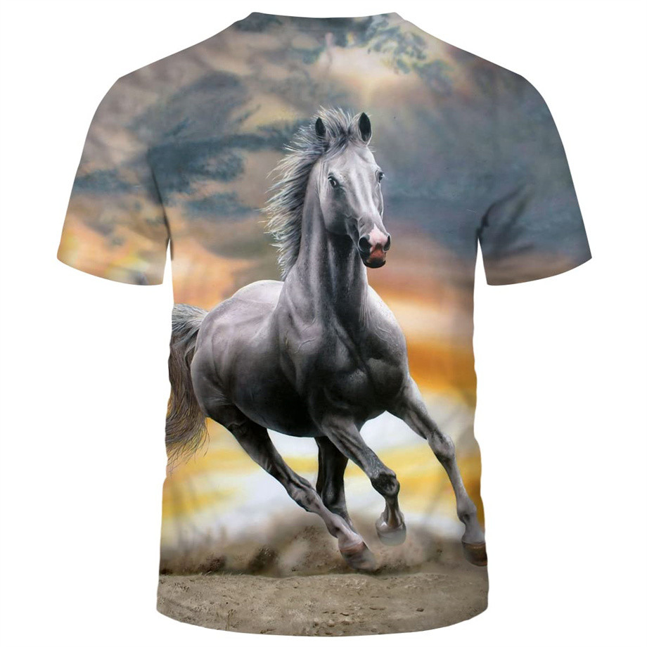 Men Women Horse 3D Printed T Shirts Animal Graphic Casual Crew Neck T-Shirts