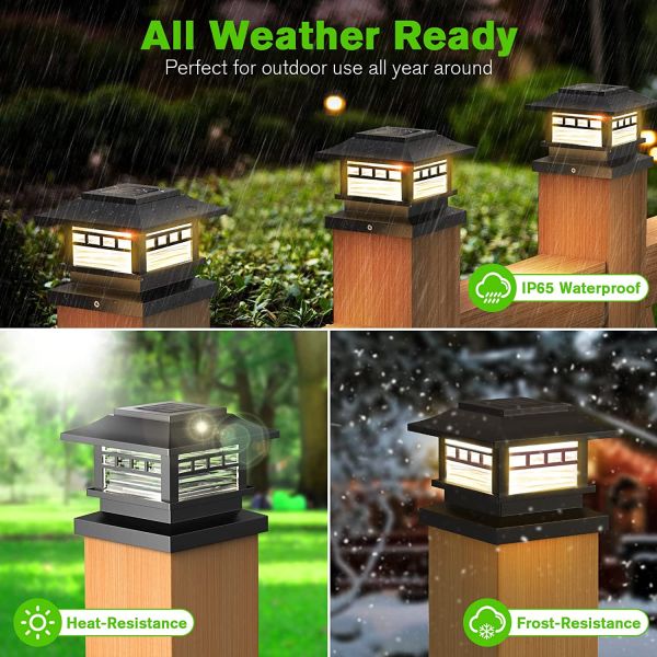 Decorative Classic Solar Post Cap Lights IP66 Water Resistant Solar Latern