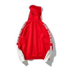 China Retro hip hop mens contrast panel print sleeves hoodies streetwear factory