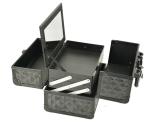 Black Small Aluminum Cosmetic Train Case With Mirror Inside, Professional Makeup