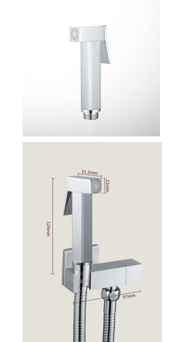 Light Grey Brass Hand-Held Bidet Sprayer For Sustainable Hot And Cold Bathroom Sets