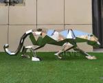Polish Modern Life Size Stainless Steel Animal Sculpture Geometric Leopard