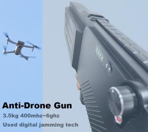 China Drone jammer 2000M 400mhz to 6GHz 7 bands only 3.5kg weight hand-held anti-drone gun factory