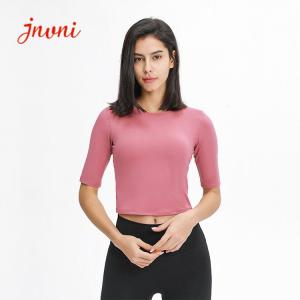 China Women Buttery Soft Yoga half sleeve t shirt 150gsm Slim Fit Gym Fitness Crop Top factory