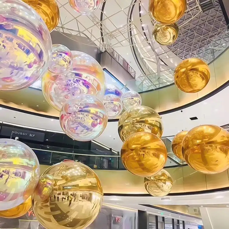 Big Shiny Chameleon Ball Mirror Balloon Silver PVC Inflatable Christmas Ball for Festival Decorate