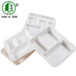 China Recyclable Disposable Lunch Trays SGS Multi Compartments Eco Friendly Takeout Containers For School factory