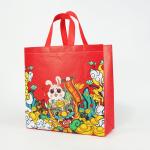 Gift New Year Non Woven Bags With Printed Logo Reusable Tote Cartoon Shopping