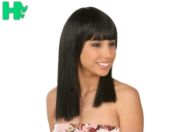 Straight Full Head Synthetic Hair Wigs For Women with Natural Black Color