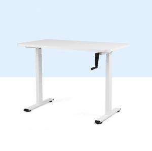 China Custom Brown White Office Furniture Manual Height Adjustable Table with Hand Crank factory