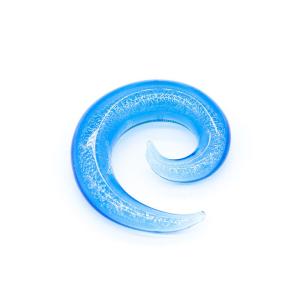 China Acrylic Material Ear Plugs Tunnels Spiral Shiny Blue Color With Leather Hoops factory