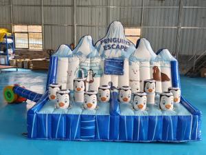 China Commercial Inflatable Sport Game Penguins Cartoon Figure Inflatable Obstacle Course Escape Game For Event factory