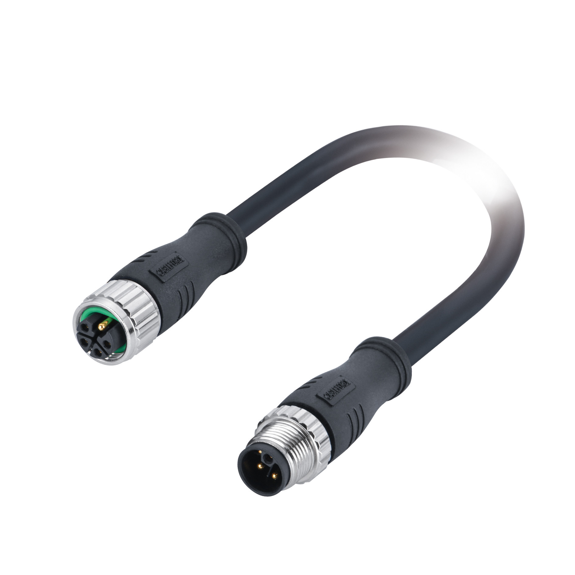 16a / 63v M12 L Code Connector 4 Pin+Pe Male To Female Molded 1m Pvc 5x16awg Shielded Power Cable