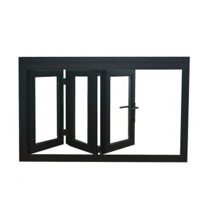 China Black Aluminium Bifold Windows Vertical Living Room Interior Soundproof Windows factory