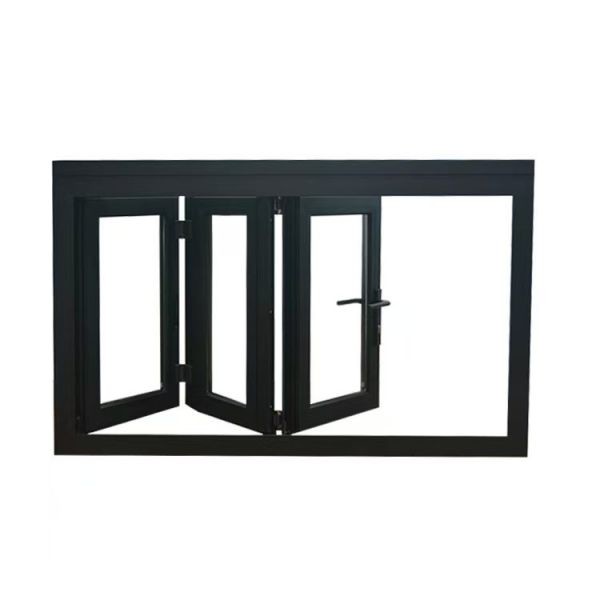 Black Aluminium Bifold Windows Vertical Living Room Interior Soundproof Windows