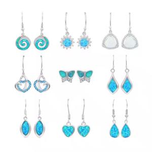 China Synthetic 925 Silver Sterling Opal Jewelry 6mm Heart Stud Earrings For Women factory