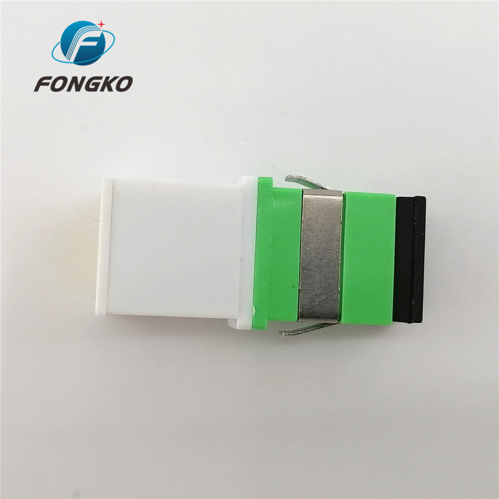 Singlemode Fiber Adapter White Green Shell SC/APC Auto Shutter Adapter with Metal Shrapnel and Temperature Stability ≤0.20dB