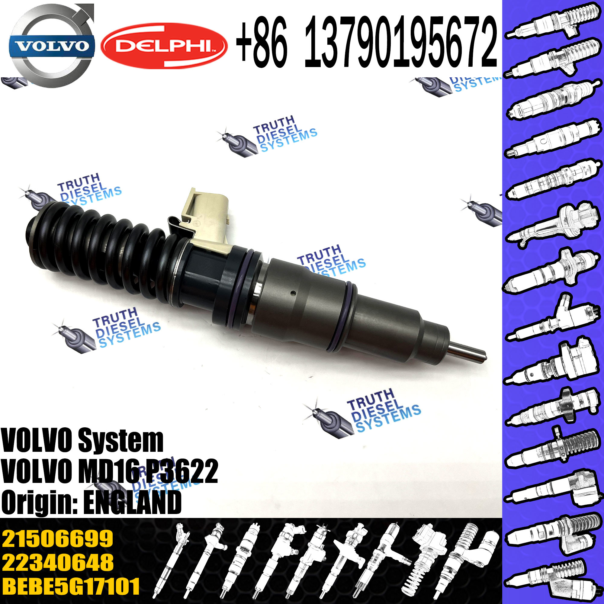 High quality common rail injector 22015763 diesel injector Engine BEBE4L09001 For Diesel Engine