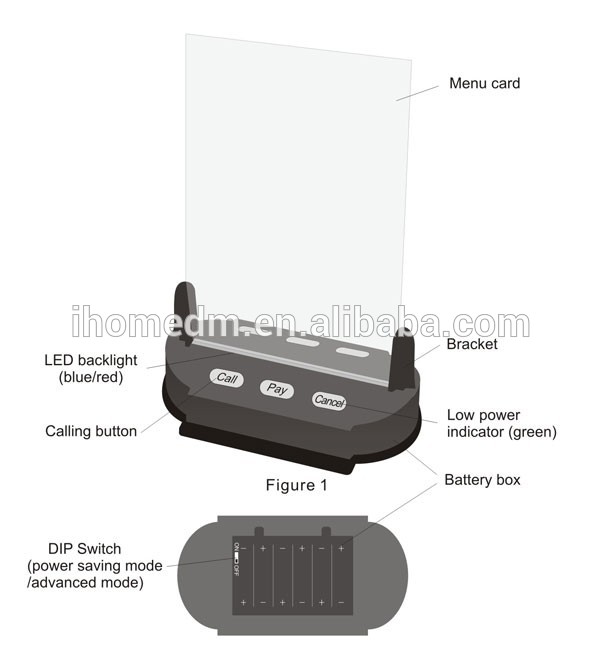 Waiter call beeper with light and watch receiver for star area or night club