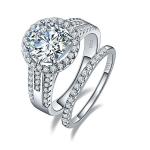 18K 14K 10k White Gold Ring , 1.8CT 8mm Womens Diamond Wedding Ring Sets