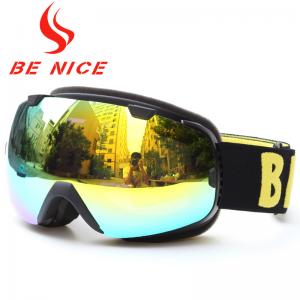 High Visibility Gold Mirrored Ski Goggles With Best Peripheral Vision , Customized Logo