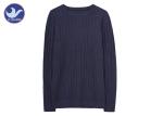 Vertical Pattern Mens Knitted Jumpers , Navy Blue Cable Knit Sweater Mens