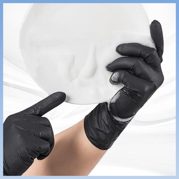 Black Diamond Texture Disposable Nitrile Gloves Powder Free For Automobile