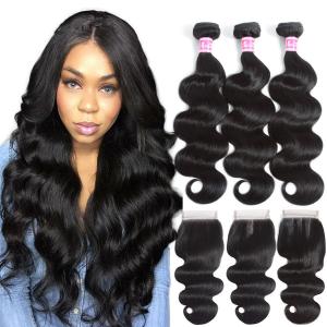China Double Weft Virgin Cambodian Hair Extensions Body Wave Bundles 3 With Closure factory