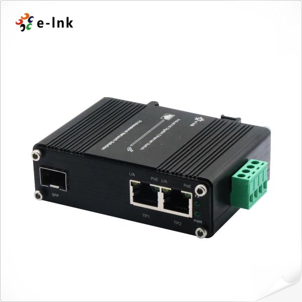 PoE Media Converter 2 Port 10/100/1000T 30W to 1-Port 100/1000X SFP 48V DC