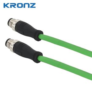 China M12 IE Connector PUR Drag Chain Green Dual Shield Ethernet Cable 4 Pin Connector factory