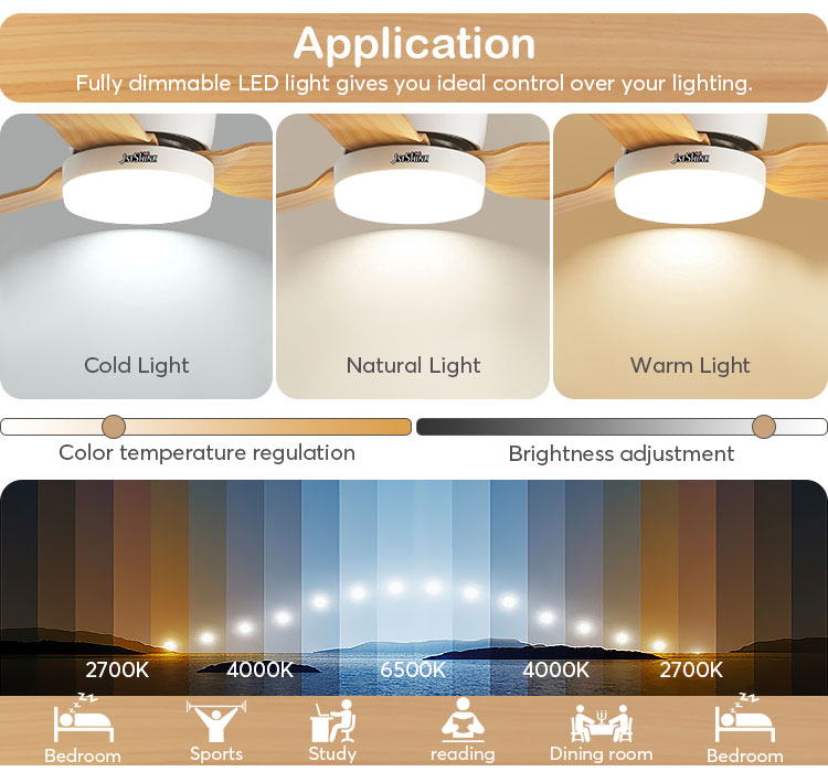 45" ABS Blades LED Ceiling Fan with 3000k/4000k/6000k Color Temperature and Small Size