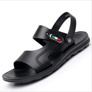 China Custom Handmade Leather Sandals For Men OEM / ODM Brown Leather Flat Sandals factory