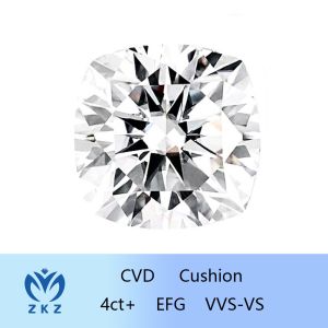 Large Size 4CT+ Cushion Shape CVD Lab Grown Diamond Prime Source Factory