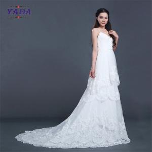 China Spaghetti strap sexy low back 5 layers ruffles lace patterns dress ball gown bride dresses wedding factory
