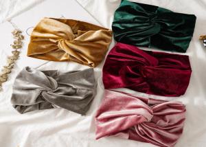 China Women golden gray pink velvet wide hair bands bag warm cloth hair accessories cross - border elastic hoop factory