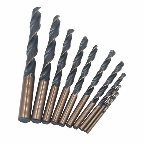 DIN338 High Speed Steel HSS Drill Bits Fully Ground Black / Gold Surface For