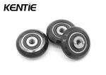Black PU Round Plastic Nylon Roller Wheels M5x28x8mm For Electronic Product
