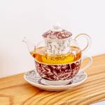 High Borosilicate Glass Teapot Cup And Saucer Set Flower Design Style Sustainabl