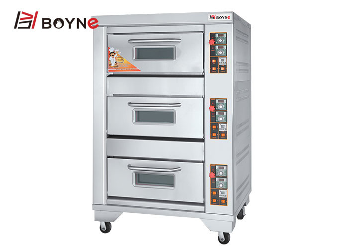 Commercial Quality High Temperature Three Deck Three Tray Gas Bakery Oven