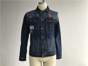 China Button Through Stretch Denim Jacket Mens Trucker Jacket Size Customized TW76376 factory