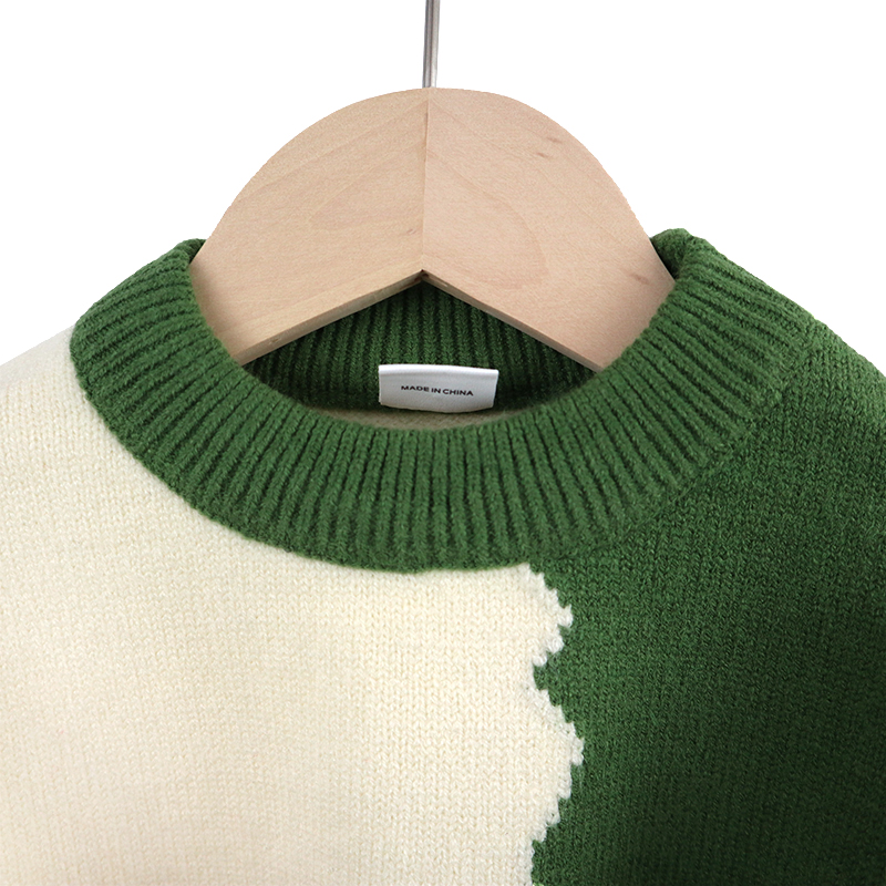 Custom Knitted Pattern 100% Cotton Wool Woolen Yarn Color Combination Toddler Baby Boy Sweater for Kids Winter Wear