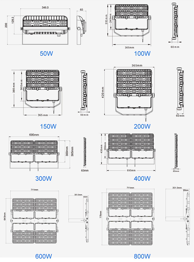 100W Outdoor Modular LED Tunnel Flood Lights Meanwell Driver Landscape Lighting