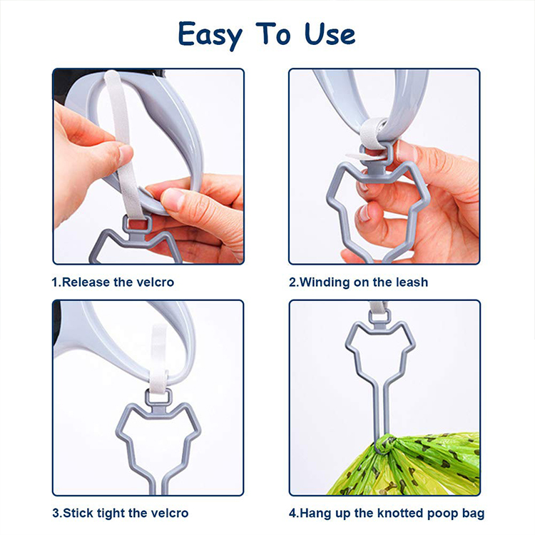 Easy Use Hand Free Dog Silicone Poop Bag Carrier Dog Poop Bag Holder Suitable for All Leashes with Touch Fasteners Attachment