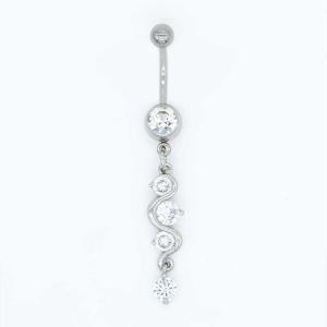 China Metal Belly Button Hoop Piercing 14G S Shape Shiny Dangle Golden Moon factory