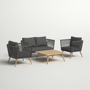 China Modern Outdoor Furniture Set with Aluminum Frame and Wood Grain Finish factory